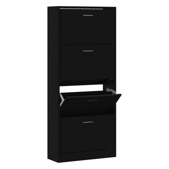Oban Wooden Shoe Storage Cabinet With 4 Flaps In Black