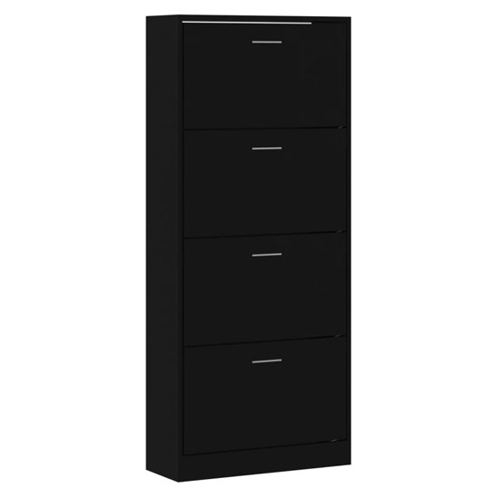 Oban Wooden Shoe Storage Cabinet With 4 Flaps In Black