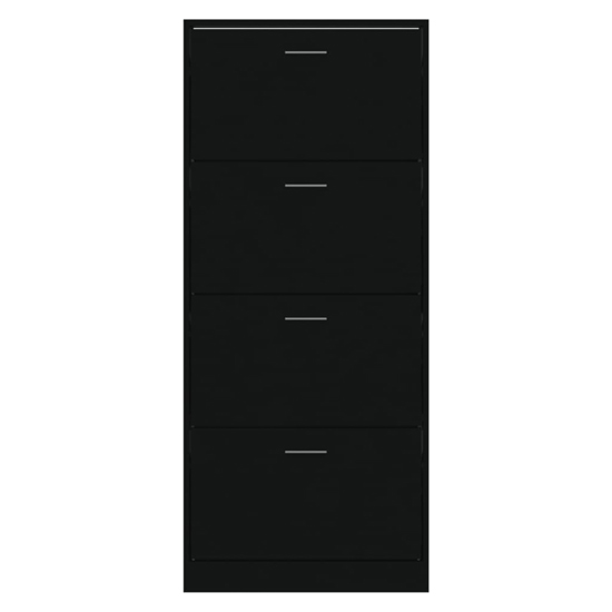 Oban Wooden Shoe Storage Cabinet With 4 Flaps In Black