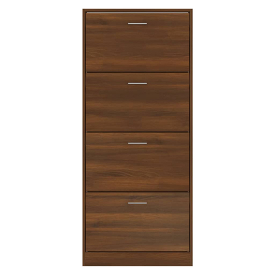 Oban Wooden Shoe Storage Cabinet With 4 Flaps In Brown Oak