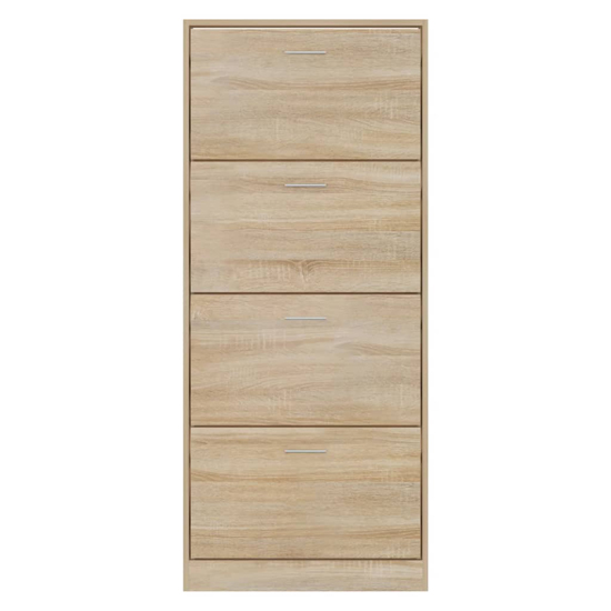 Oban Wooden Shoe Storage Cabinet With 4 Flaps In Sonoma Oak