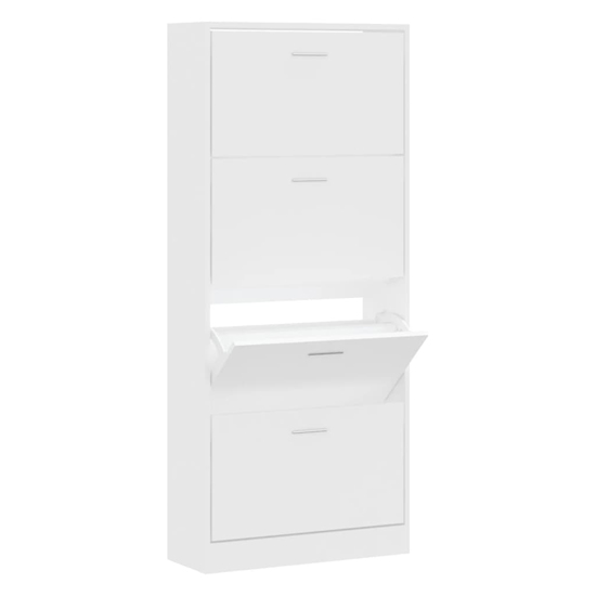 Oban Wooden Shoe Storage Cabinet With 4 Flaps In White