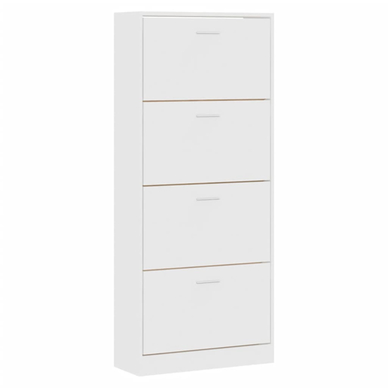 Oban Wooden Shoe Storage Cabinet With 4 Flaps In White