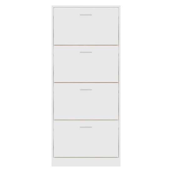 Oban Wooden Shoe Storage Cabinet With 4 Flaps In White