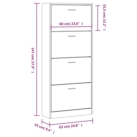 Oban Wooden Shoe Storage Cabinet With 4 Flaps In White