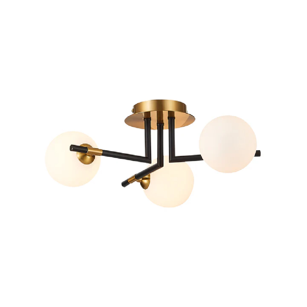 Read more about Batley 3 light glass shade flush light in black and brass