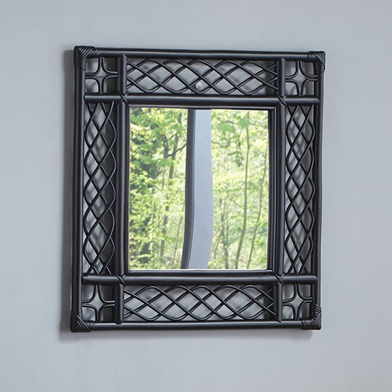 Read more about Batna vintage rectangular wall mirror in black rattan frame