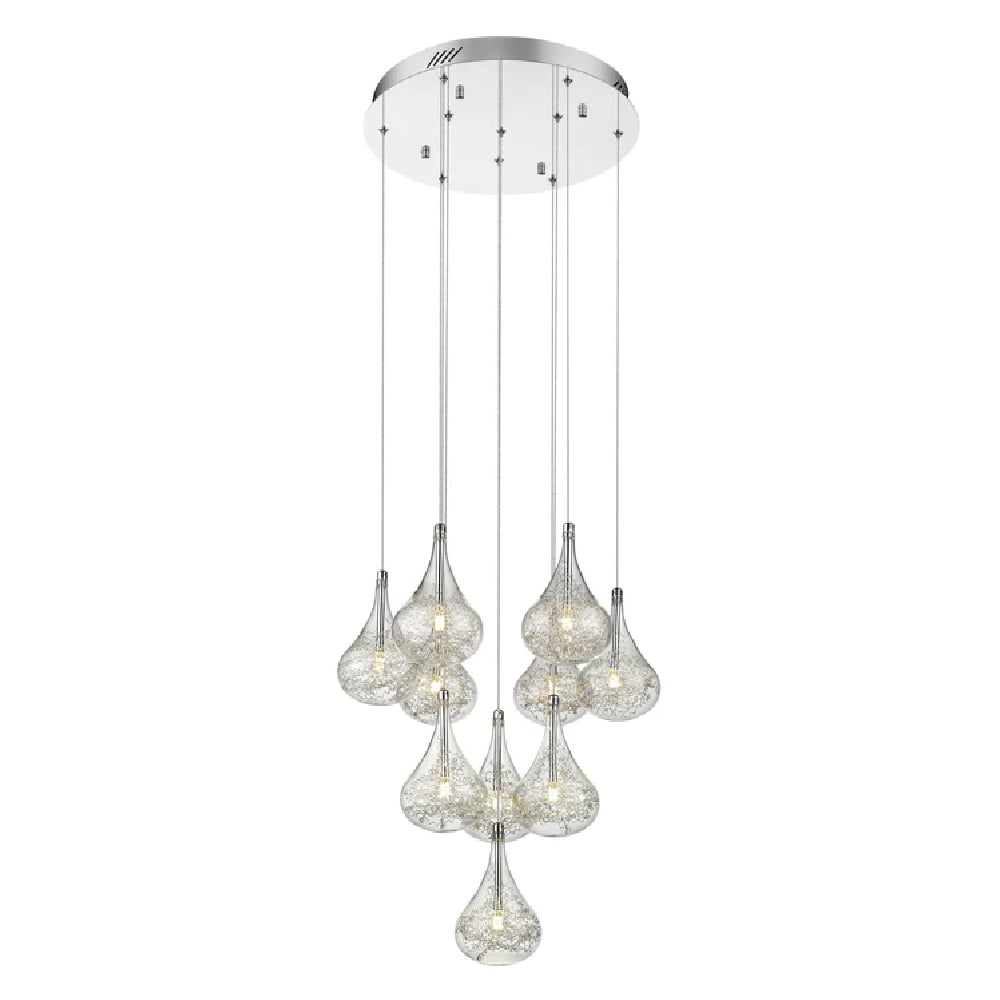 Read more about Battersea 10 light clear glass shade pendant light in chrome