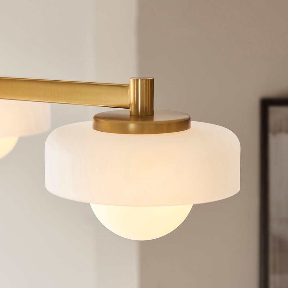 Battersea Glass 3 Semi Flush Ceiling Light In Brushed Aged Brass