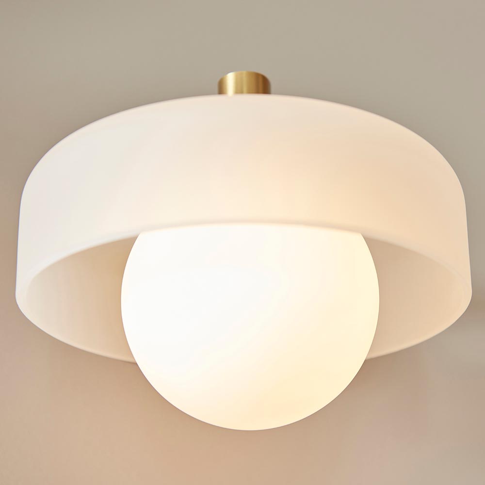 Battersea Opal Glass Wall Light In Brushed Aged Brass