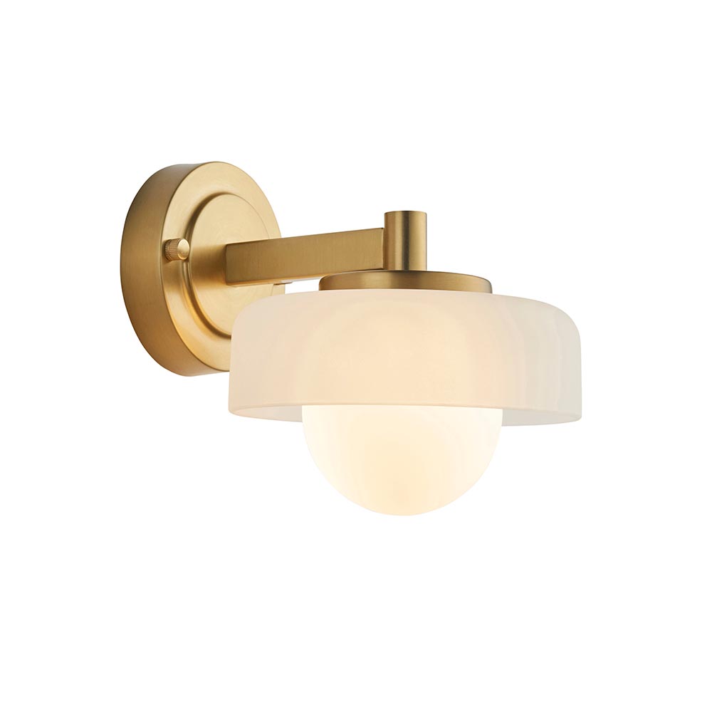 Battersea Opal Glass Wall Light In Brushed Aged Brass