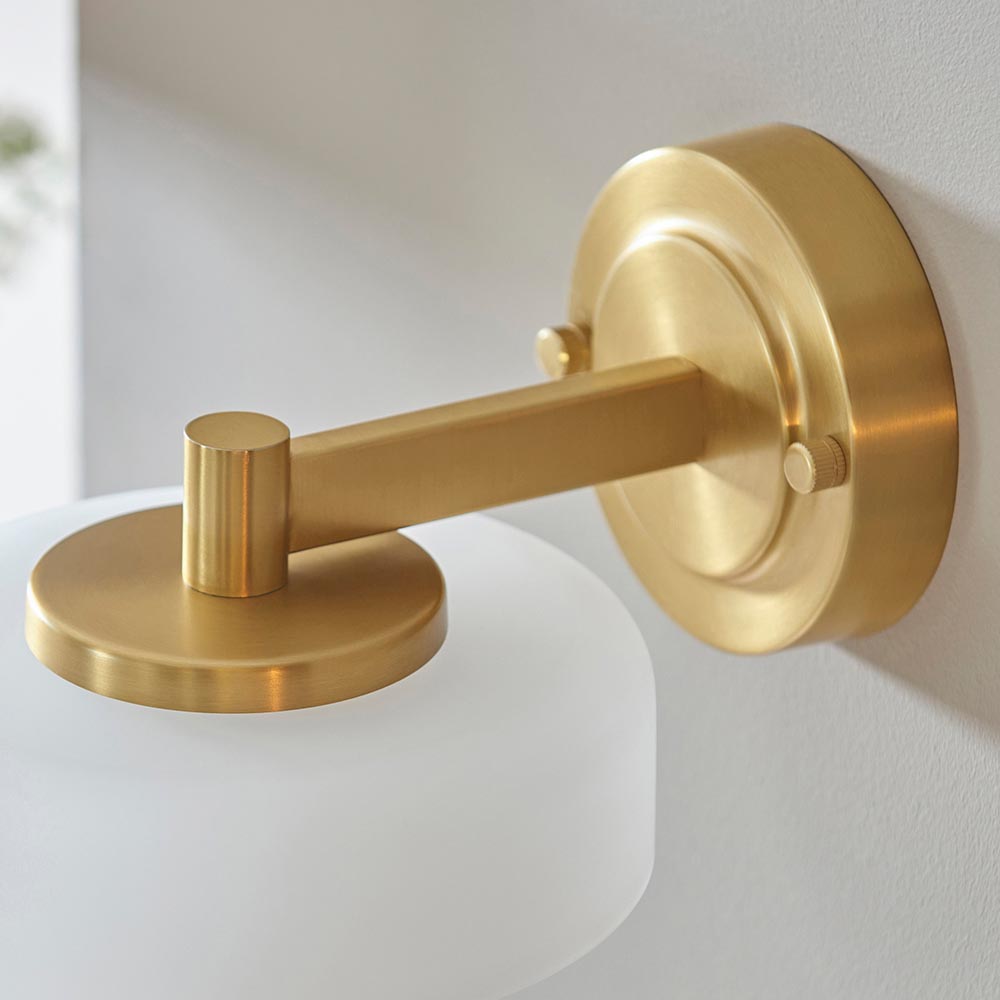 Battersea Opal Glass Wall Light In Brushed Aged Brass