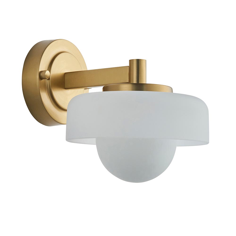 Battersea Opal Glass Wall Light In Brushed Aged Brass