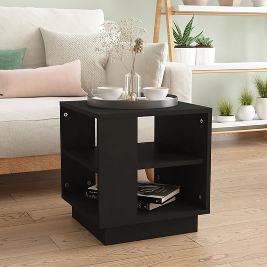 Batul Wooden Coffee Table With Undershelf In Black