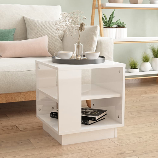 Product photograph of Batul High Gloss Coffee Table With Undershelf In White from Furniture in Fashion