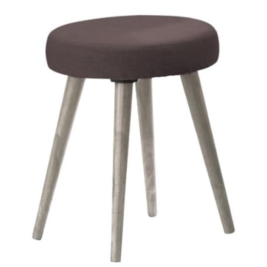 Product photograph of Batya Fabric Dressing Table Stool Round In Grey Oak Effect from Furniture in Fashion