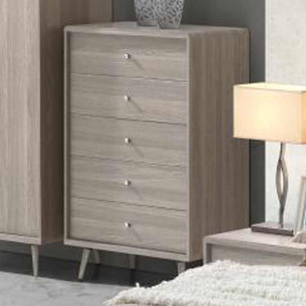 Batya Wooden Chest Of 5 Drawers In Grey Oak