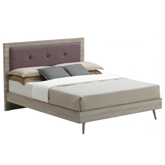 Product photograph of Batya Wooden King Size Bed In Grey Oak Effect And Mocca Fabric from Furniture in Fashion