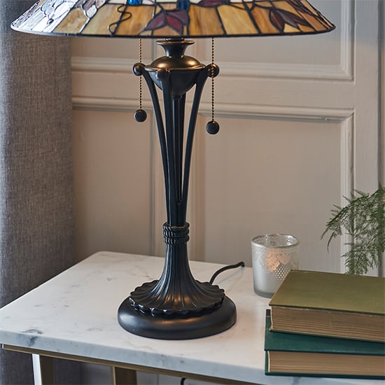 Bauchi Medium Tiffany Glass Table Lamp In Dark Bronze_4