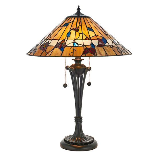 Bauchi Medium Tiffany Glass Table Lamp In Dark Bronze_6