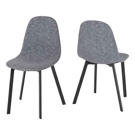 Read more about Baudoin dark grey fabric dining chairs in pair