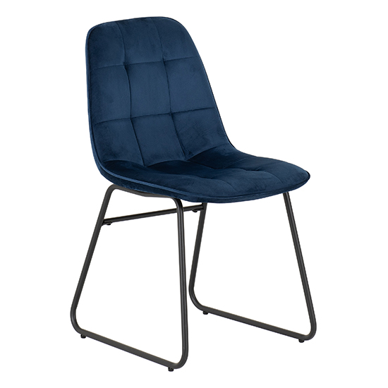 Baudoin Wooden Dining Table With 4 Lyster Sapphire Blue Chairs_3