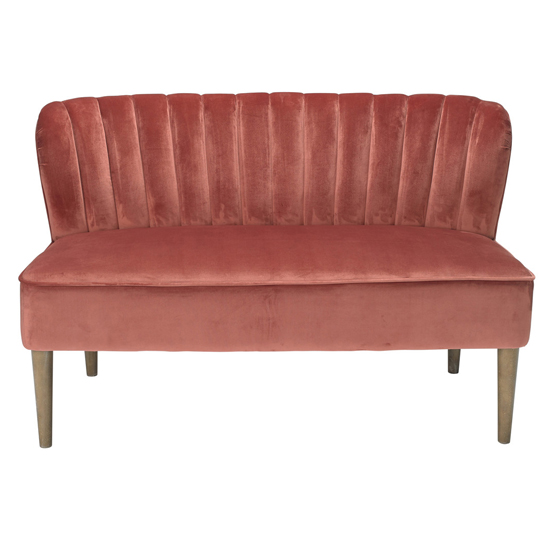 Bawtry Velvet 2 Seater Sofa In Pink With Wooden Legs_2