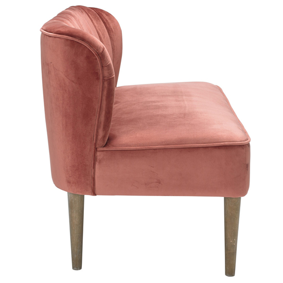 Bawtry Velvet 2 Seater Sofa In Pink With Wooden Legs_3