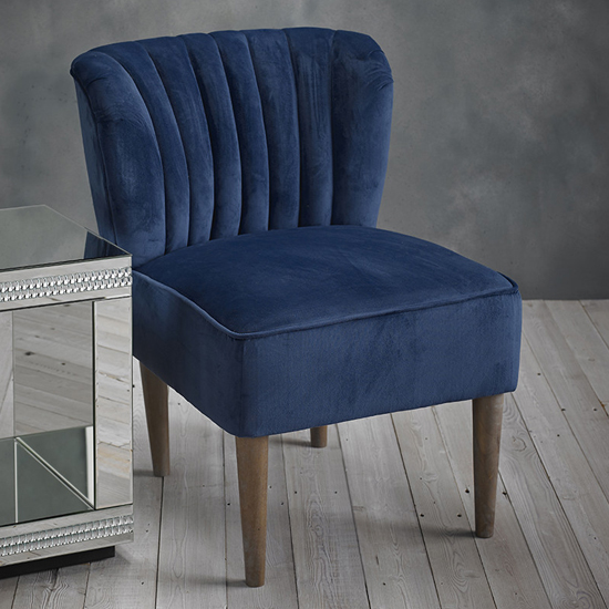 Bawtry Velvet Lounge Chair In Midnight Blue With Wooden Legs_1