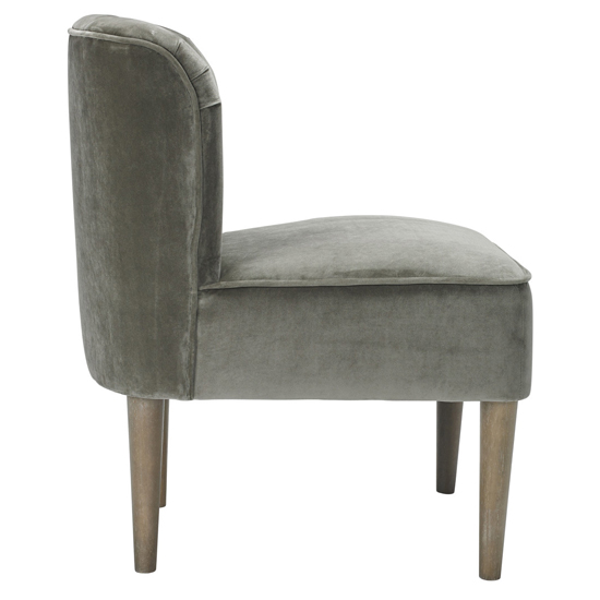 Bawtry Velvet Lounge Chair In Steel Grey With Wooden Legs_3