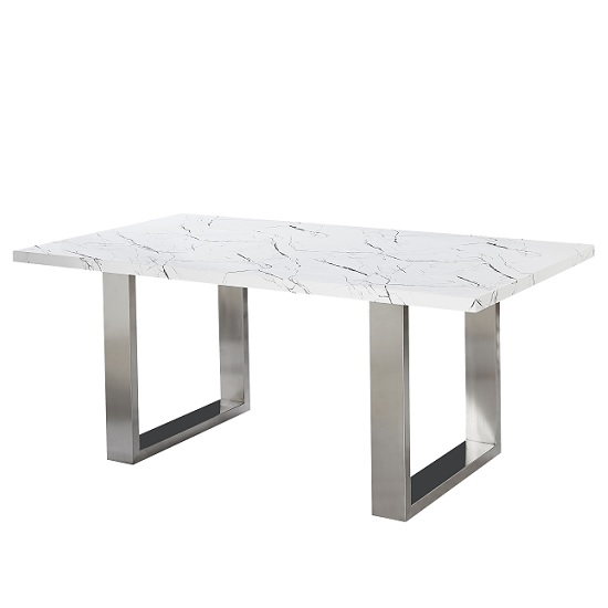 Baxter Dining Table Rectangular In Gloss White Marble Finish Furniture in Fashion