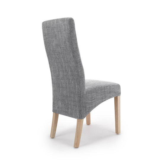 Basrah Grey Wave Back Tweed Dining Chair In A Pair_2