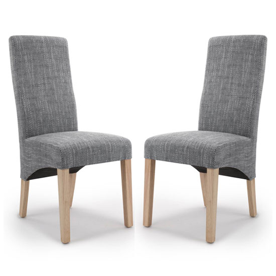 Baxter Grey Wave Back Tweed Dining Chair In A Pair FiF