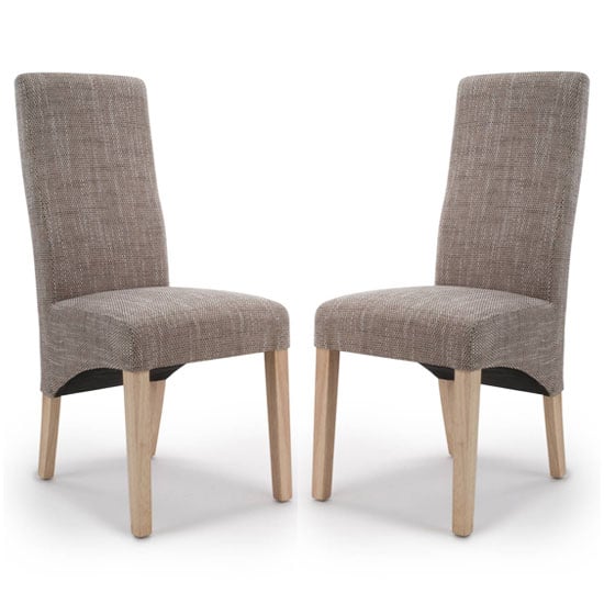 Product photograph of Basrah Oatmeal Wave Back Tweed Dining Chair In A Pair from Furniture in Fashion