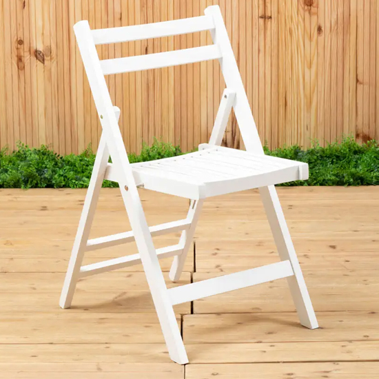 Photo of Baxter outdoor solid wood folding chair in white