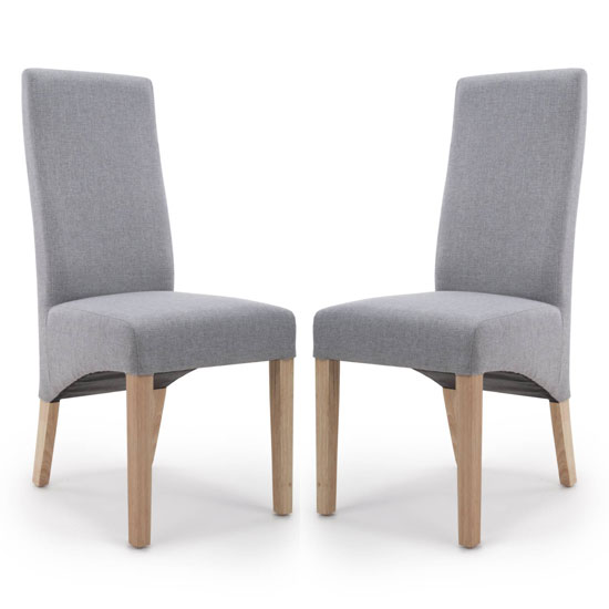 Basrah Silver Grey Linen Wave Back Dining Chair In A Pair
