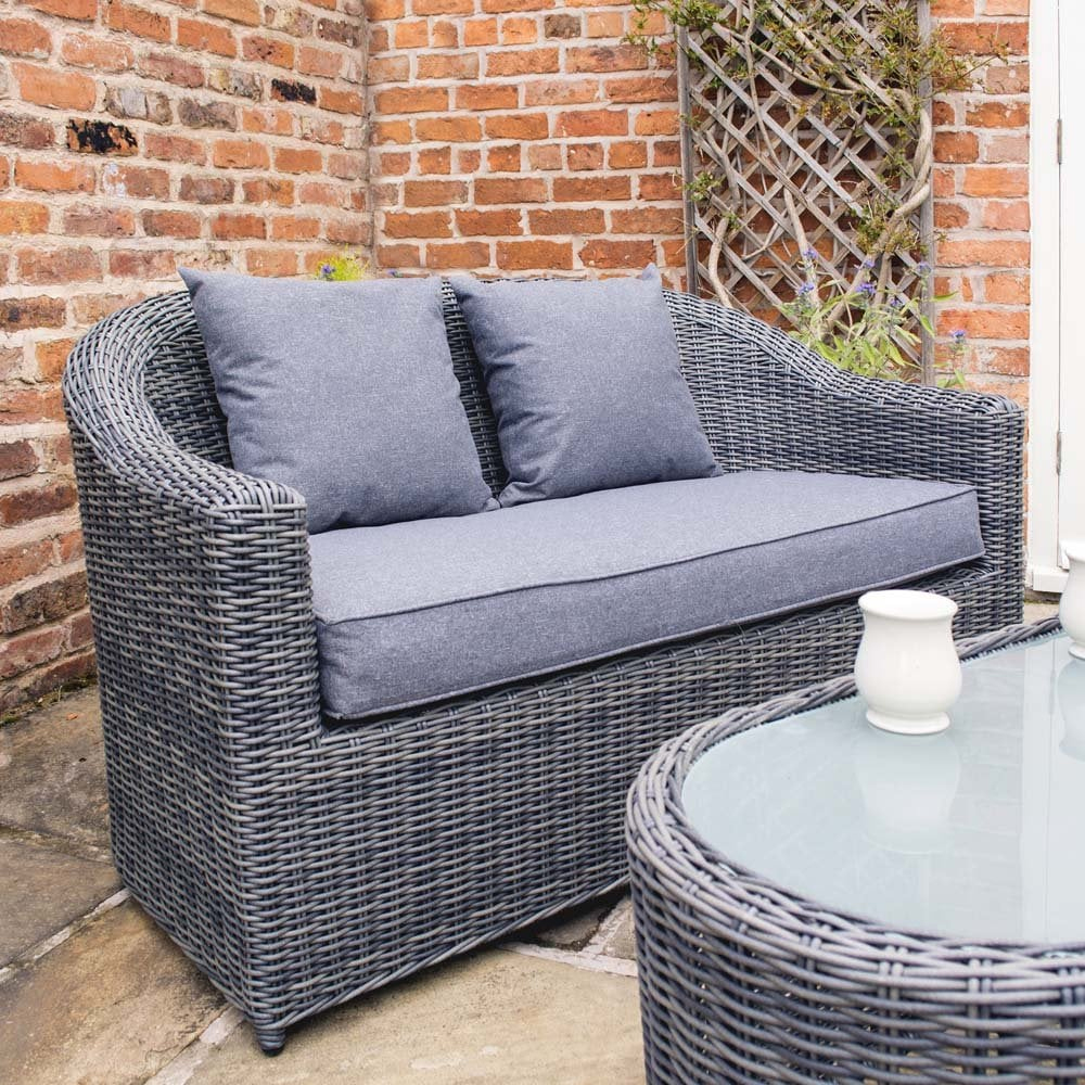 Baxton Rattan Garden Sofa Set With Coffee Table In Grey