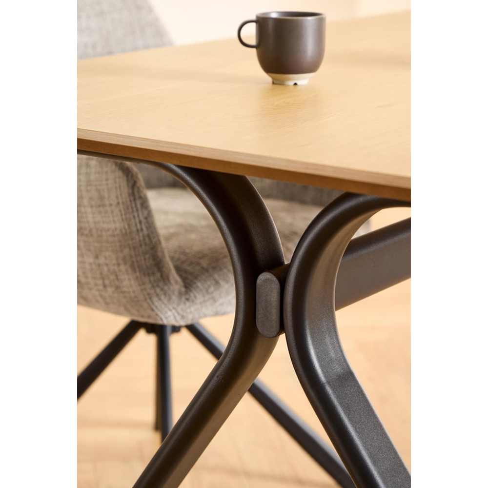Bayamon Wooden Round Dining Table With Black Steel Legs - Matt Oak