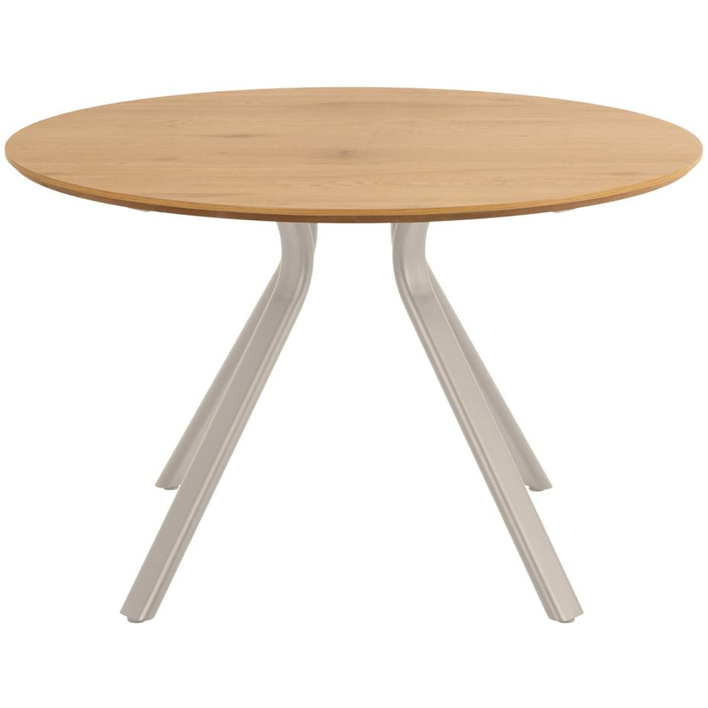 Bayamon Wooden Round Dining Table With Grey Steel Legs - Matt Oak