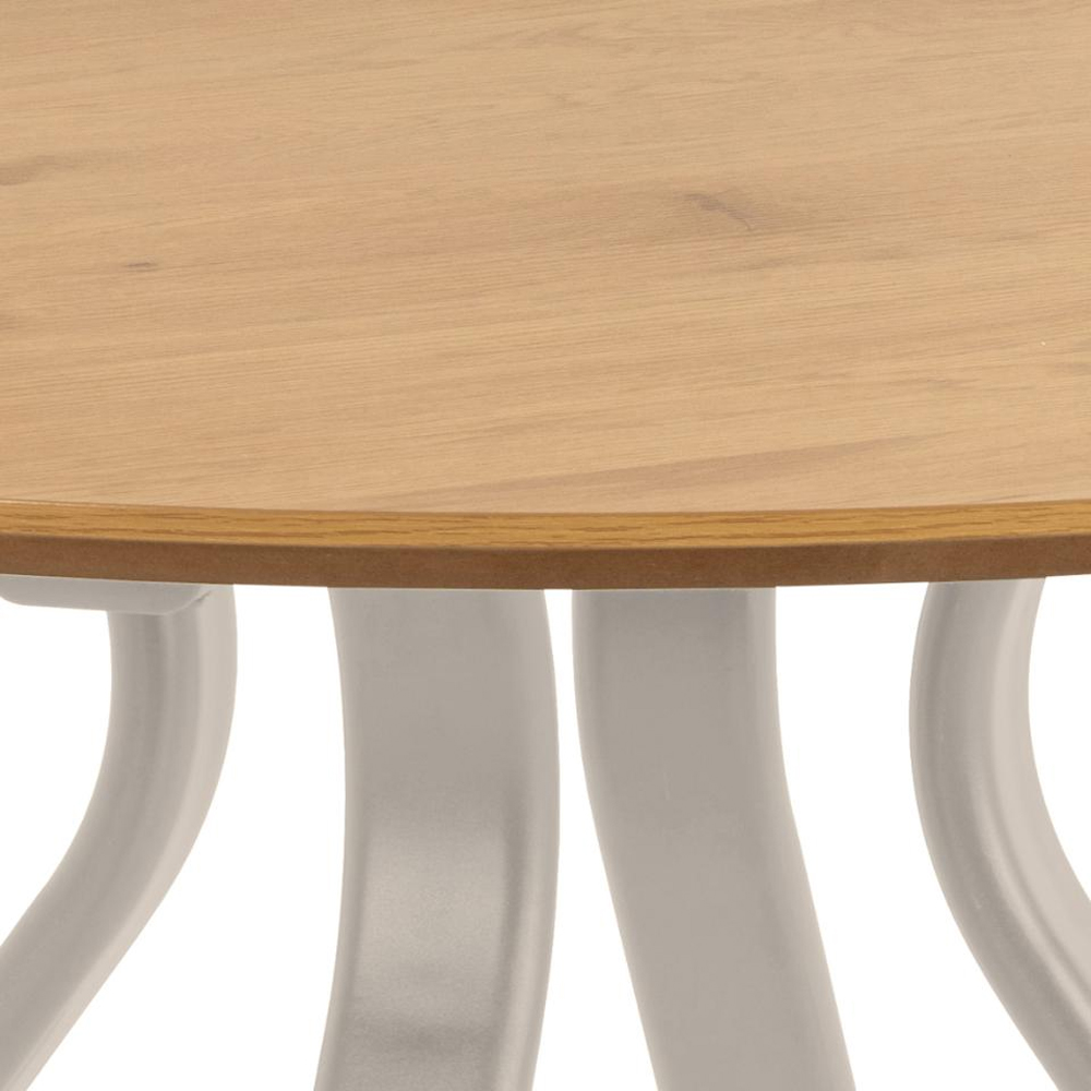 Bayamon Wooden Round Dining Table With Grey Steel Legs - Matt Oak