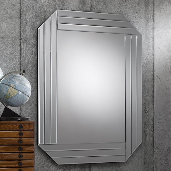 Photo of Bayfield rectangular bevelled wall mirror in silver