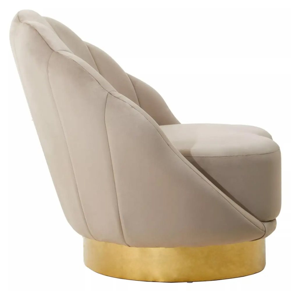 Bayfield Velvet Accent Chair With Gold Steel Base In Mink