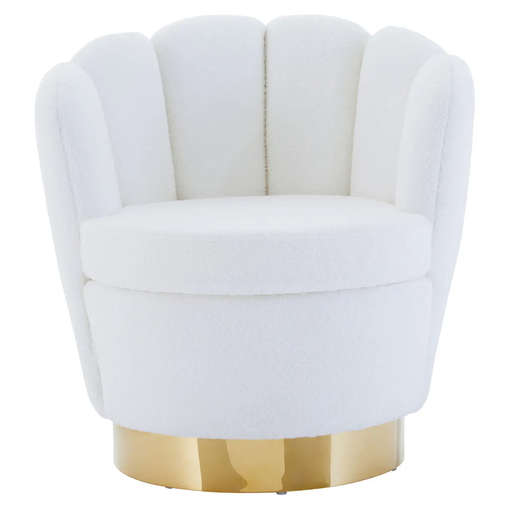 Bayfield Velvet Accent Chair With Gold Steel Base In Off White