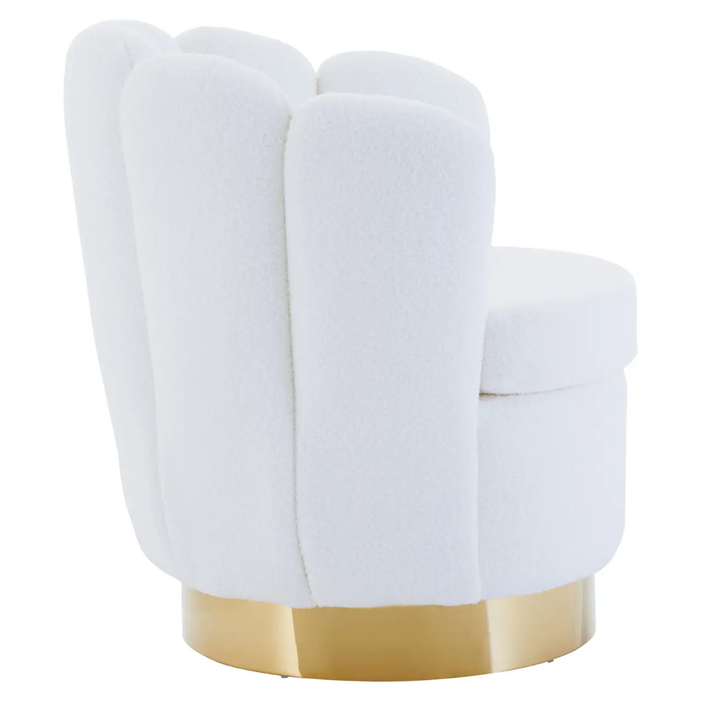 Bayfield Velvet Accent Chair With Gold Steel Base In Off White
