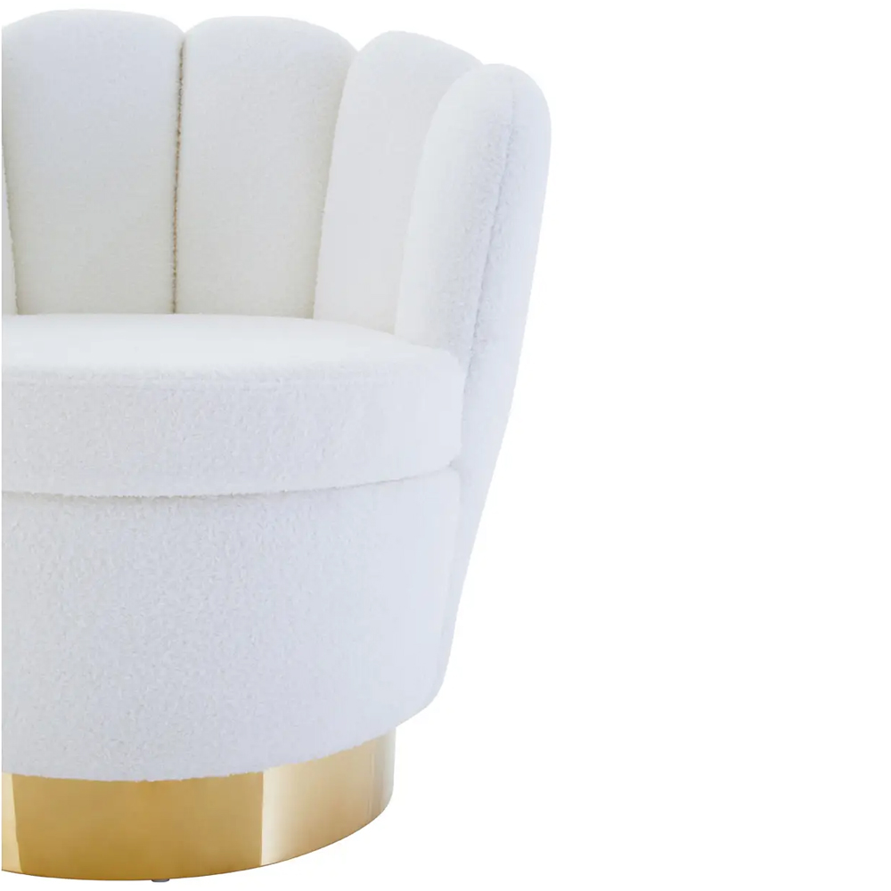 Bayfield Velvet Accent Chair With Gold Steel Base In Off White