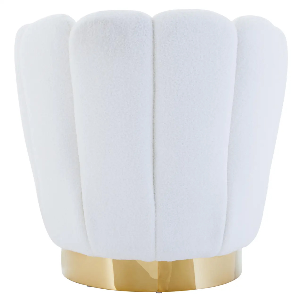 Bayfield Velvet Accent Chair With Gold Steel Base In Off White