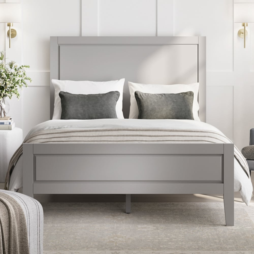 Read more about Bayfield wooden king size bed in cement grey