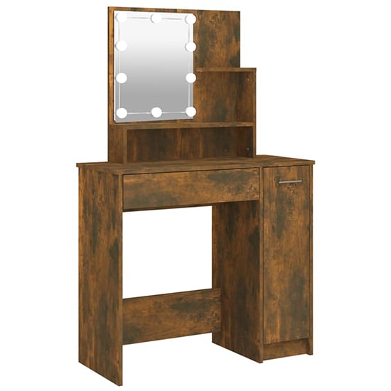 Baylah Wooden Dressing Table In Smoked Oak With LED Lights_2