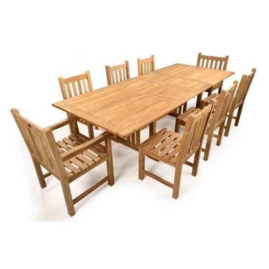 Product photograph of Bayle Extendable Teak Wood Dining Set With 8 Chairs from Furniture in Fashion