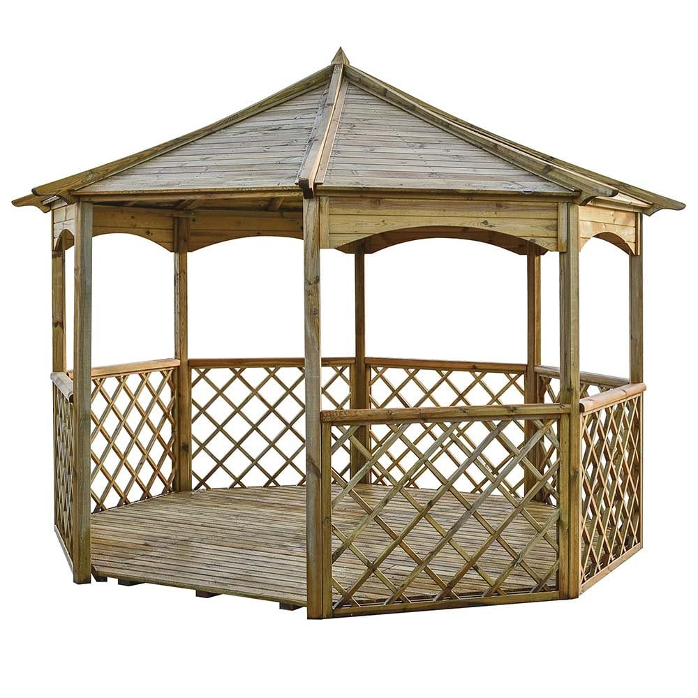 Baylham Wooden Garden Eight Sided Gazebo In Natural
